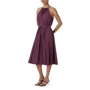 Halara Breezeful Halter Tie Back Plisse Belted Quick Dry Midi Dress, Size M